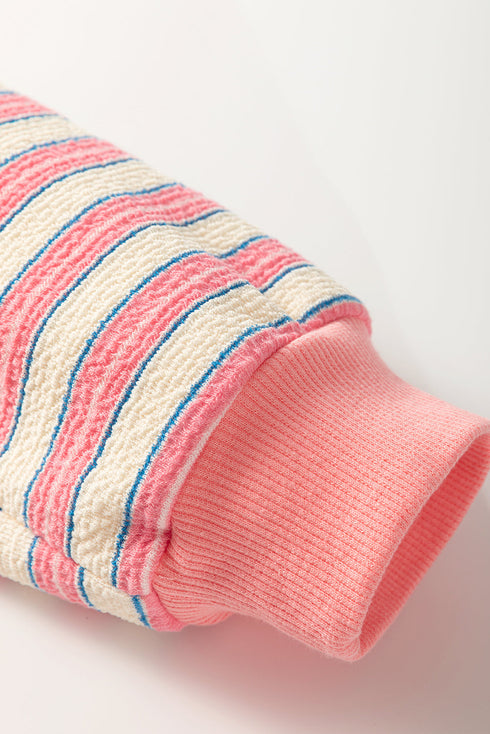 Relaxed Striped Button Front Drop Shoulder Collared Shirt