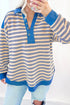 Relaxed Striped Button Front Drop Shoulder Collared Shirt