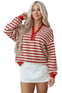 Relaxed Striped Button Front Drop Shoulder Collared Shirt