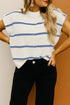 Relaxed Striped Cap Sleeve Center Seam Knit Top