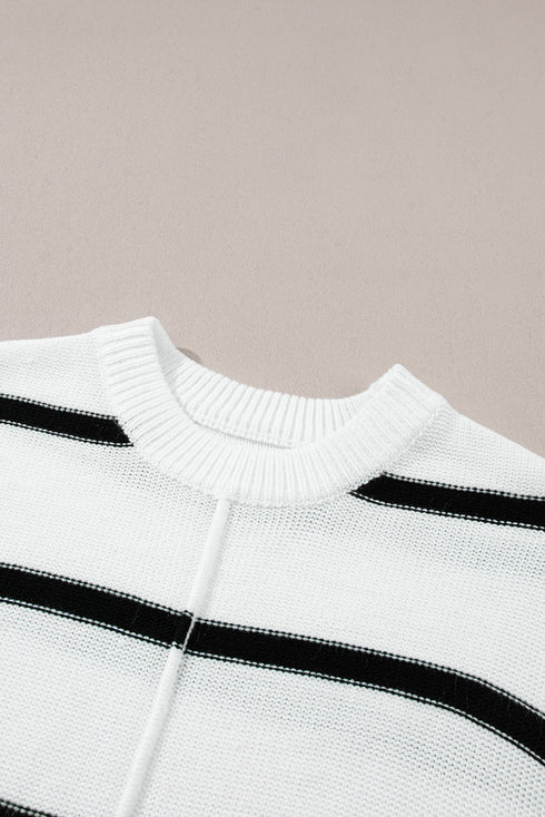 Relaxed Striped Cap Sleeve Center Seam Knit Top