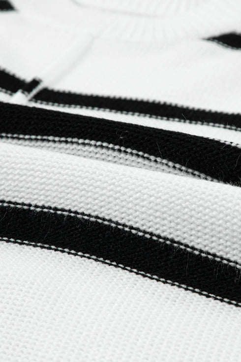 Relaxed Striped Cap Sleeve Center Seam Knit Top