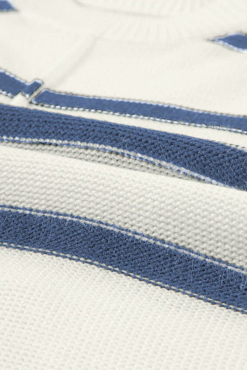 Relaxed Striped Cap Sleeve Center Seam Knit Top