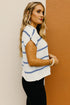 Relaxed Striped Cap Sleeve Center Seam Knit Top