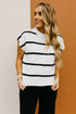 Relaxed Striped Cap Sleeve Center Seam Knit Top