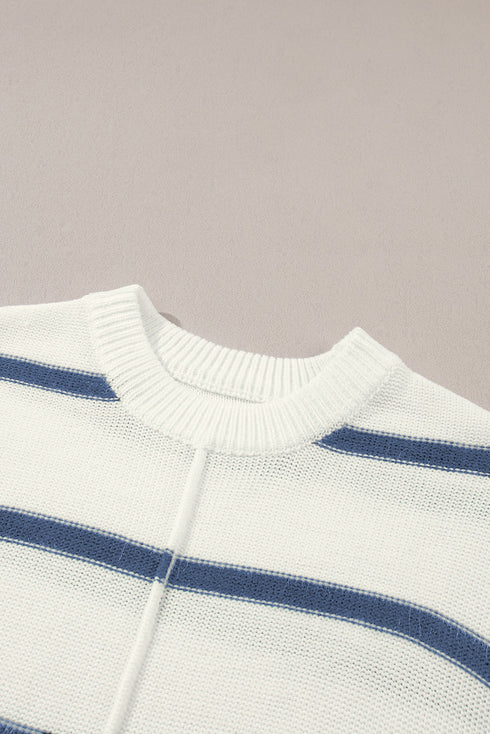 Relaxed Striped Cap Sleeve Center Seam Knit Top
