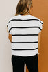 Relaxed Striped Cap Sleeve Center Seam Knit Top