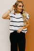 Relaxed Striped Cap Sleeve Center Seam Knit Top