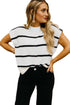 Relaxed Striped Cap Sleeve Center Seam Knit Top