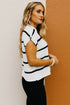 Relaxed Striped Cap Sleeve Center Seam Knit Top
