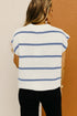 Relaxed Striped Cap Sleeve Center Seam Knit Top