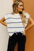 Relaxed Striped Cap Sleeve Center Seam Knit Top