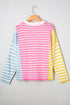 Relaxed Striped Colorblock Exposed Seam Knit Sweater