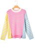 Relaxed Striped Colorblock Exposed Seam Knit Sweater