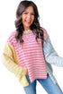 Relaxed Striped Colorblock Exposed Seam Knit Sweater