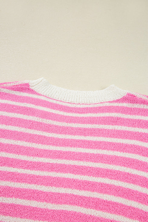 Relaxed Striped Colorblock Exposed Seam Knit Sweater