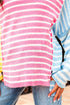 Relaxed Striped Colorblock Exposed Seam Knit Sweater