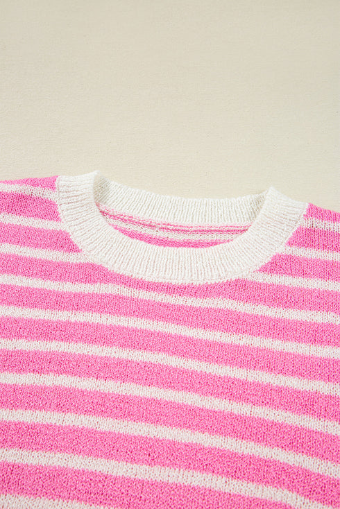 Relaxed Striped Colorblock Exposed Seam Knit Sweater