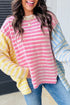 Relaxed Striped Colorblock Exposed Seam Knit Sweater