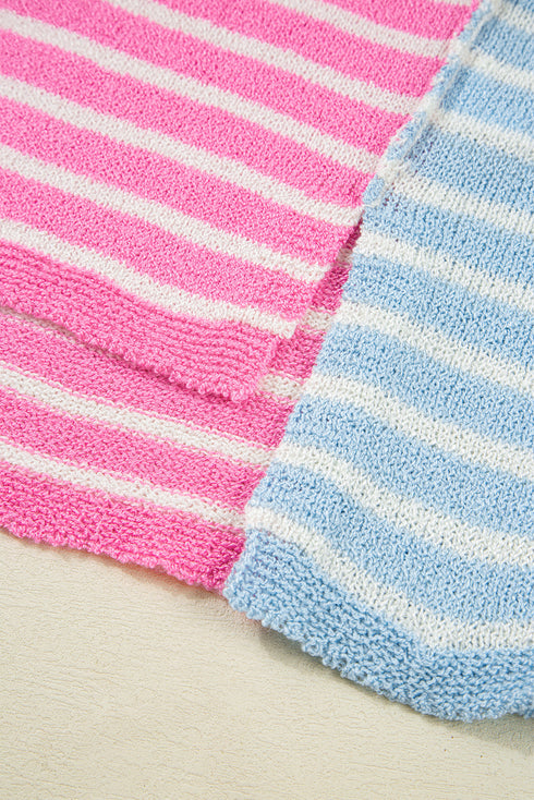 Relaxed Striped Colorblock Exposed Seam Knit Sweater
