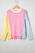 Relaxed Striped Colorblock Exposed Seam Knit Sweater
