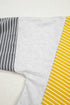 Relaxed Striped Cotton Blend V Neck Drawstring Hoodie