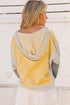 Relaxed Striped Cotton Blend V Neck Drawstring Hoodie