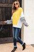 Relaxed Striped Cotton Blend V Neck Drawstring Hoodie