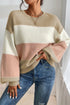 Relaxed Striped Crew Neck Bishop Sleeve Knit Sweater