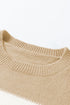 Relaxed Striped Crew Neck Bishop Sleeve Knit Sweater