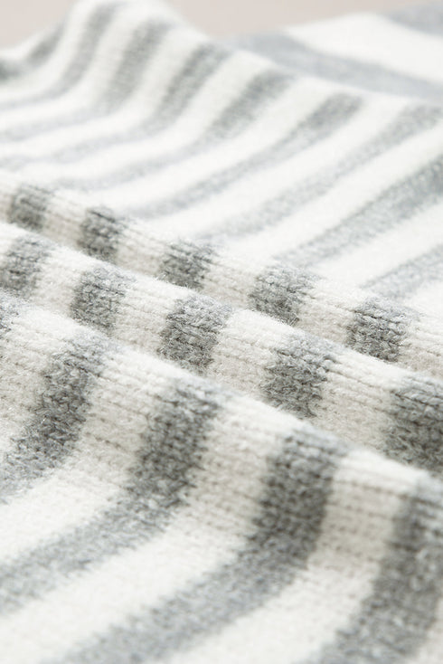 Relaxed Striped Crew Neck Drop Shoulder Knit Sweater