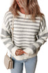 Relaxed Striped Crew Neck Drop Shoulder Knit Sweater