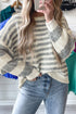 Relaxed Striped Crew Neck Drop Shoulder Knit Sweater