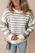 Relaxed Striped Crew Neck Drop Shoulder Knit Sweater