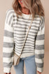 Relaxed Striped Crew Neck Drop Shoulder Knit Sweater