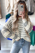 Relaxed Striped Crew Neck Drop Shoulder Knit Sweater