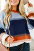 Relaxed Striped Crew Neck Long Sleeve Pullover Sweater