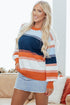 Relaxed Striped Crew Neck Long Sleeve Pullover Sweater