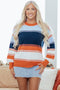 Relaxed Striped Crew Neck Long Sleeve Pullover Sweater