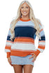Relaxed Striped Crew Neck Long Sleeve Pullover Sweater
