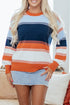 Relaxed Striped Crew Neck Long Sleeve Pullover Sweater