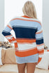 Relaxed Striped Crew Neck Long Sleeve Pullover Sweater