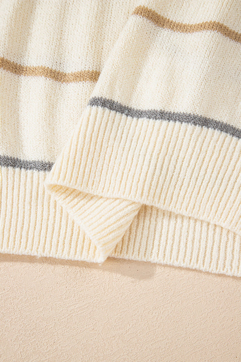 Relaxed Striped Crew Neck Long Sleeve Sweater Dress