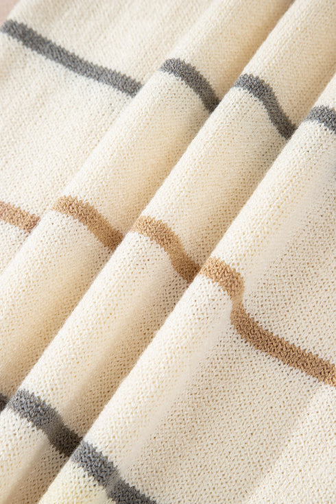 Relaxed Striped Crew Neck Long Sleeve Sweater Dress