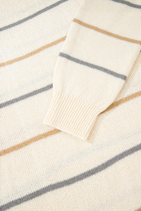 Relaxed Striped Crew Neck Long Sleeve Sweater Dress