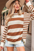 Relaxed Striped Exposed Seam Crew Neck Sweater