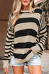 Relaxed Striped Exposed Seam Crew Neck Sweater