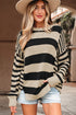 Relaxed Striped Exposed Seam Crew Neck Sweater