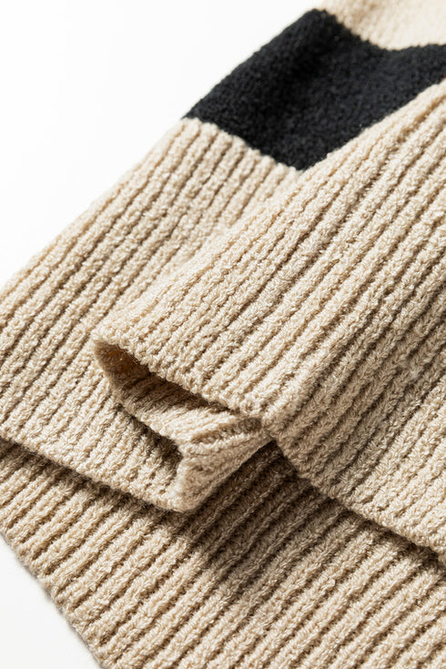 Relaxed Striped Exposed Seam Crew Neck Sweater