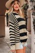 Relaxed Striped Exposed Seam Crew Neck Sweater